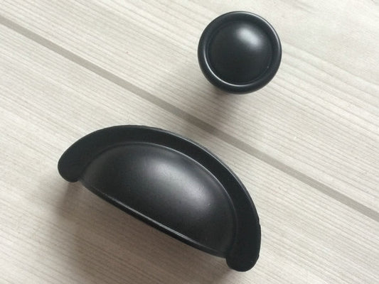 2.75" Cup Drawer Pull & Cabinet Knob in Matte Black, 2-3/4 Inch 70 mm Centers