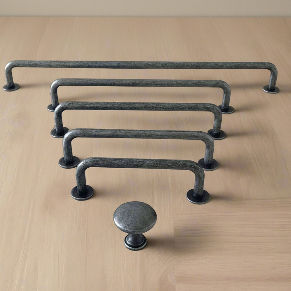 Industrial Antique Pewter Wire Drawer Pulls - 3.75" to 12.5" - LynnsHardware