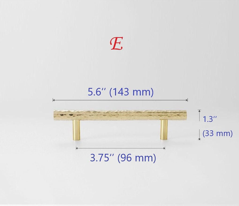 Hammered Gold Pulls Brass Cabinet Pulls T Bar Door Knob 96 128 160 192 mm