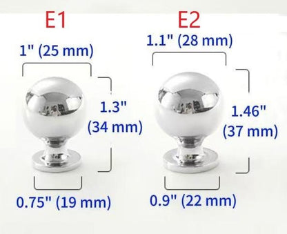 Ball Cabinet Knob, Solid Brass, Polished Chrome Drawer Pull, Kitchen Hardware