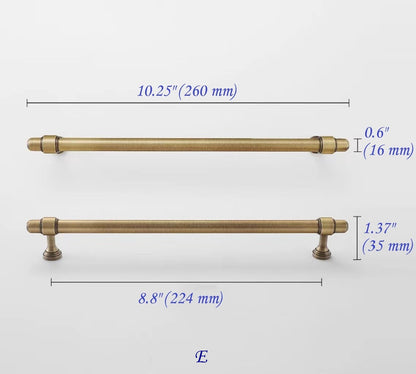 Cabinet Bar Handles, Solid Brass, Antique Bronze, Retro Kitchen Hardware