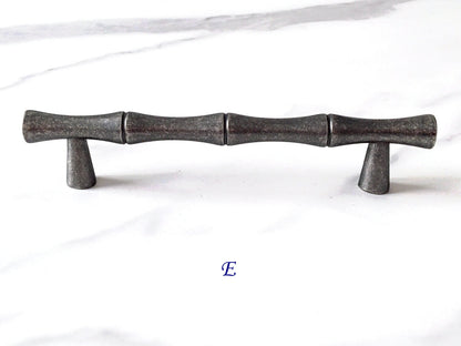 Antique Pewter Bamboo Cabinet Pulls and Drawer Knobs