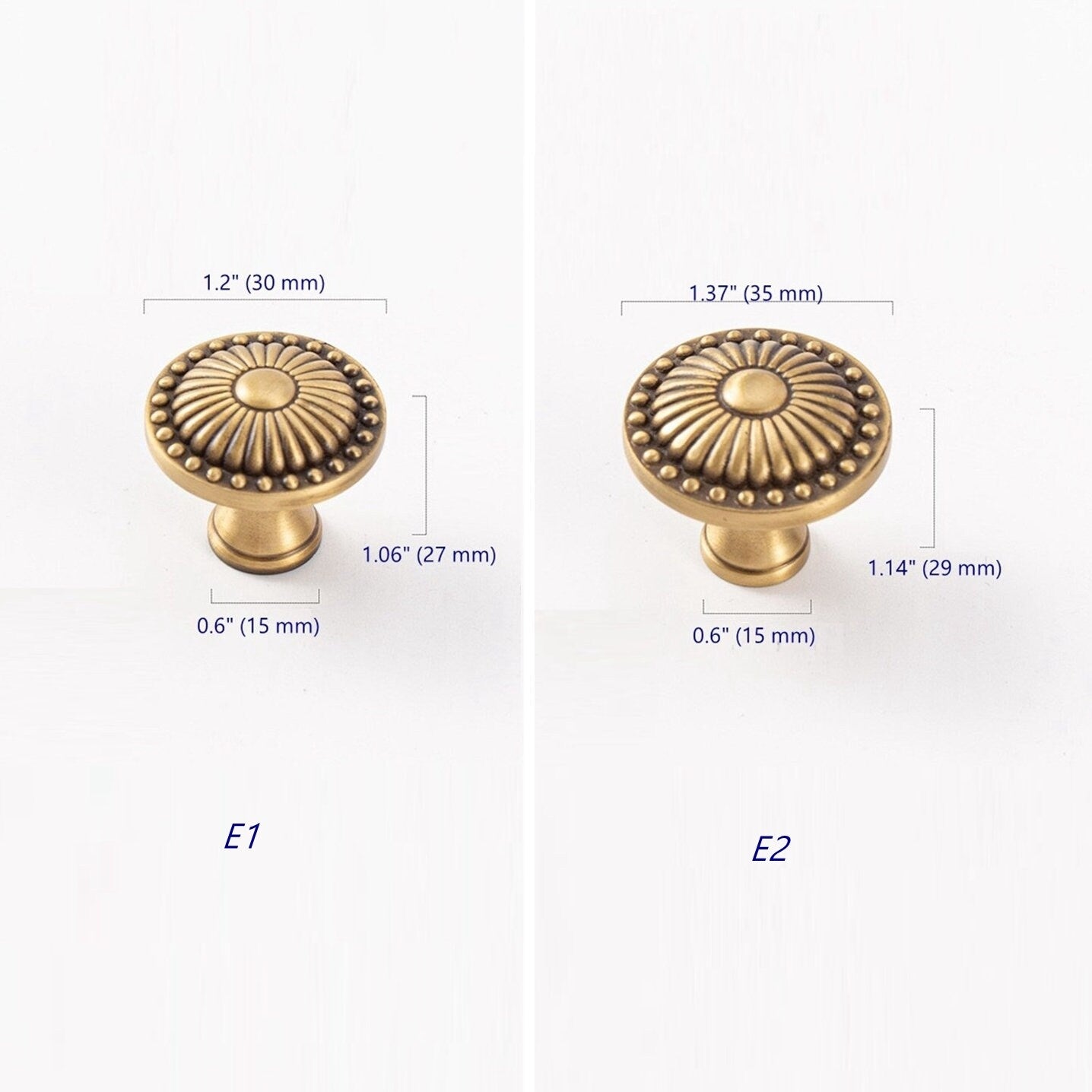 Solid Brass Flower Patterned Cabinet Knobs - Antique Bronze - LynnsHardware
