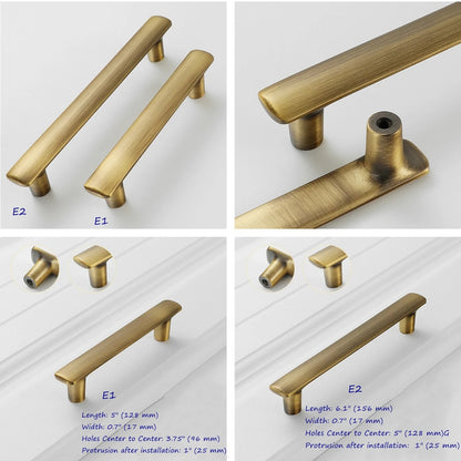 Bronze Cabinet Handles, Solid Brass, Mid Century Vanity Pulls, Retro Kitchen Hardware