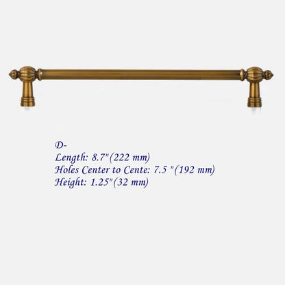 3.75" 5" 7.5" Antique Gold Brass Cabinet Pulls, Mid Century MCM Kitchen Hardware