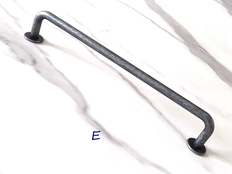 Antique Pewter Cabinet Pulls, D-shaped Drawer Handles, Rustic Kitchen Hardware