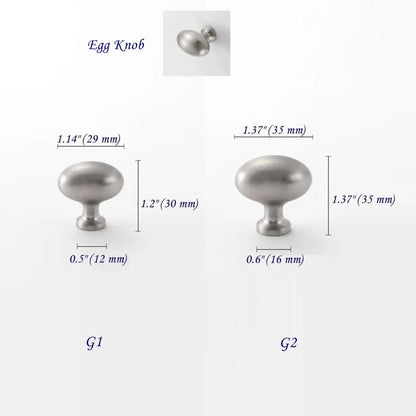 Egg Cabinet Knobs Brushed Nickel Solid Brass Classic Kitchen Hardware Drawer Chest Pull Handles