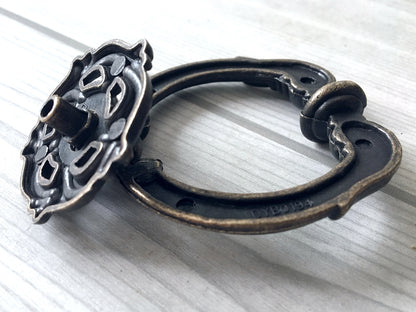 Vintage Style Ring Drawer Pull, Pendant Cabinet Knob, Antique Bronze, Rustic Hardware