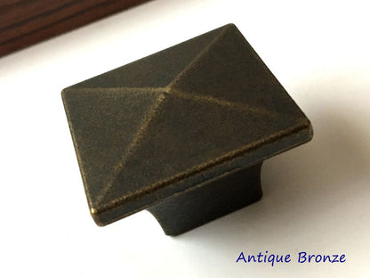 Square Cabinet Knobs, Modern Kitchen Hardware, Gold Nickel Bronze Chrome Black