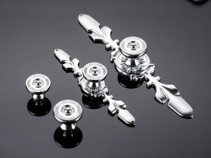 Polished Chrome Drawer Knob with Back Plate, Cabinet Door Pulls, Kitchen Hardware