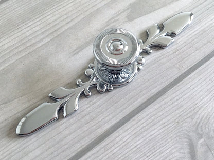 Polished Chrome Drawer Knob with Back Plate, Cabinet Door Pulls, Kitchen Hardware
