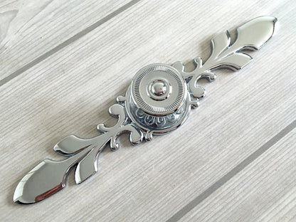 Polished Chrome Drawer Knob with Back Plate, Cabinet Door Pulls, Kitchen Hardware