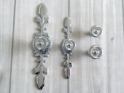 Polished Chrome Drawer Knob with Back Plate, Cabinet Door Pulls, Kitchen Hardware