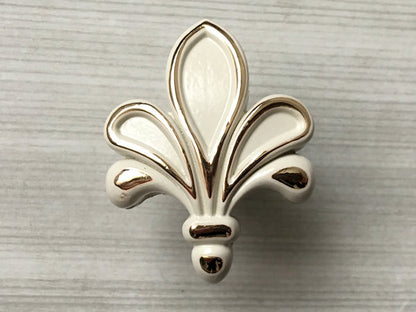 Fleur De Lis Cabinet Pulls, Vintage Style Drawer Knobs, Bronze Black White Gold Brass