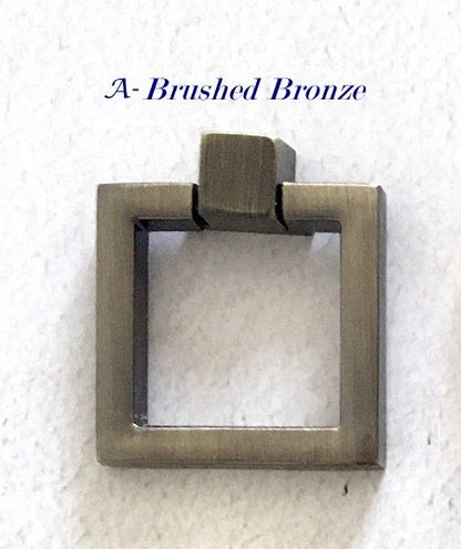 Square & Ring Drop Cabinet Pulls, Gold, Nickel, Bronze, Black