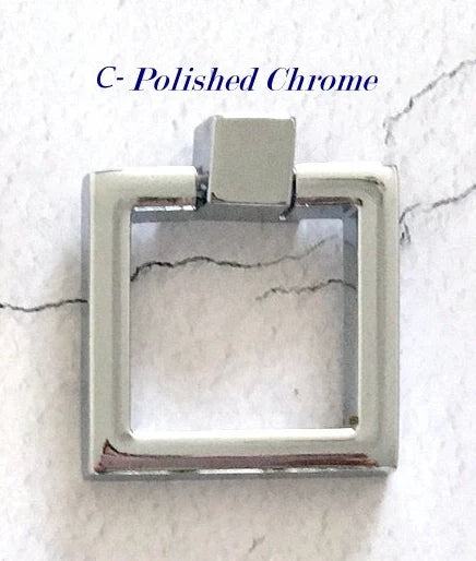 Square & Ring Drop Cabinet Pulls, Gold, Nickel, Bronze, Black