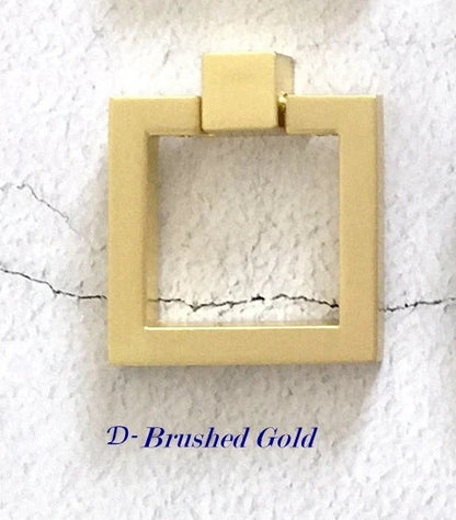 Square & Ring Drop Cabinet Pulls, Gold, Nickel, Bronze, Black