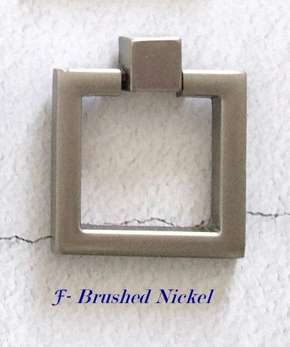 Square & Ring Drop Cabinet Pulls, Gold, Nickel, Bronze, Black