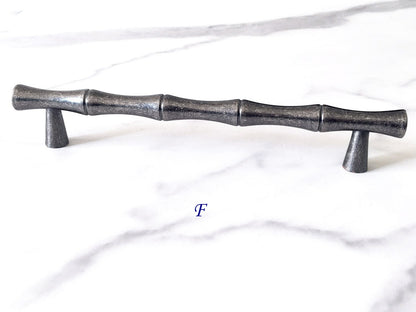 Antique Pewter Bamboo Cabinet Pulls and Drawer Knobs
