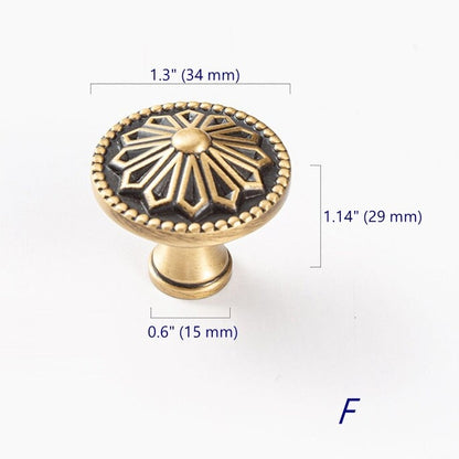 Solid Brass Flower Patterned Cabinet Knobs - Antique Bronze - LynnsHardware