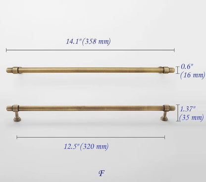 Cabinet Bar Handles, Solid Brass, Antique Bronze, Retro Kitchen Hardware