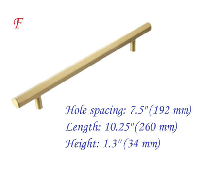 Solid Brass Hexagonal Cabinet Bar Handles, Geometric Kitchen Hardware