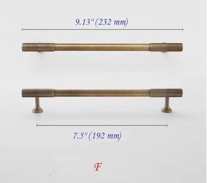 Fluted Brass Cabinet Pulls, Antique Bronze Knurled Kitchen Hardware