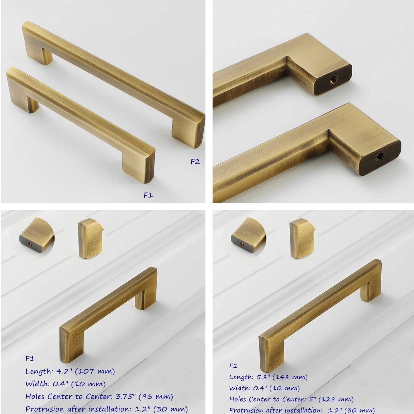 Bronze Cabinet Handles, Solid Brass, Mid Century Vanity Pulls, Retro Kitchen Hardware