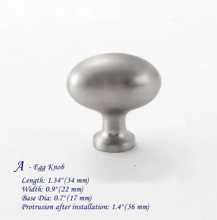 Solid Brass Euro Cabinet Bar Handle & T Knob - Brushed Nickel Steel