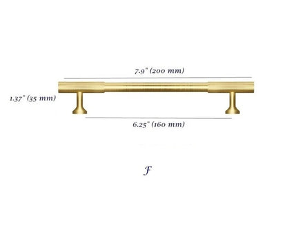 Fluted Kitchen Cabinet Handles Brushed Brass 160 mm