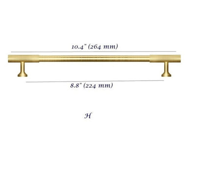 Fluted Cupboard Door Handles Brass Brushed 224 mm