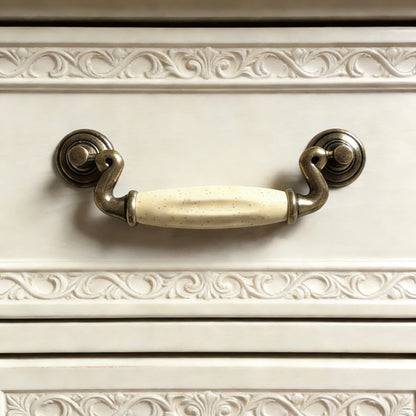 4.5" Centers Ceramic Antique Bronze Drop Bail Drawer Pull & Round Knob - LynnsHardware