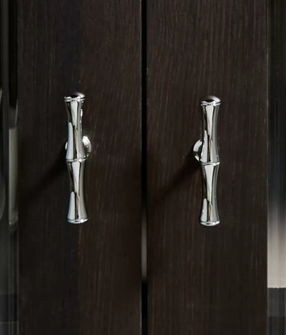 Brass Bamboo Drawer Handles, Polished Chrome, Kitchen Cabinet Hardware, 3.75" 5" 6.25" 8.8" 12.5" Centers