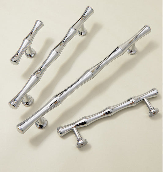 Polished chrome orientalist bamboo cabinet handles 