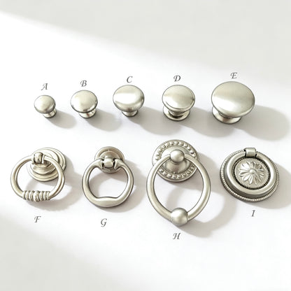 Nickel Cabinet Knobs & Drop Ring Drawer Pulls - LynnsHardware