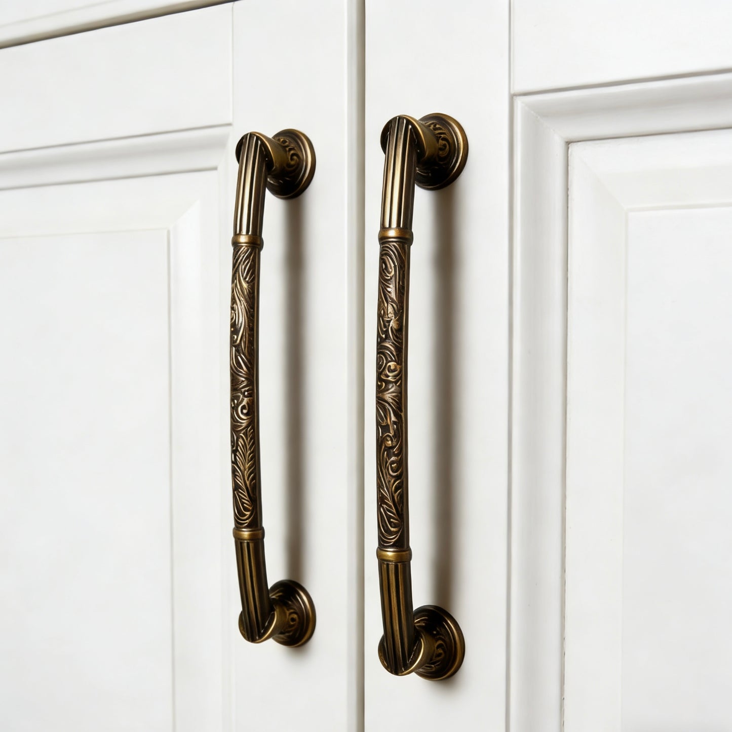 Antique Copper Dresser Pull Handle with Embossed Victorian Patterns - LynnsHardware