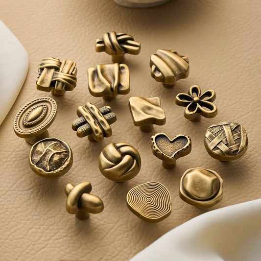 Antique Bronze Cabinet Knobs, Solid Brass, Rustic Retro Kitchen Hardware