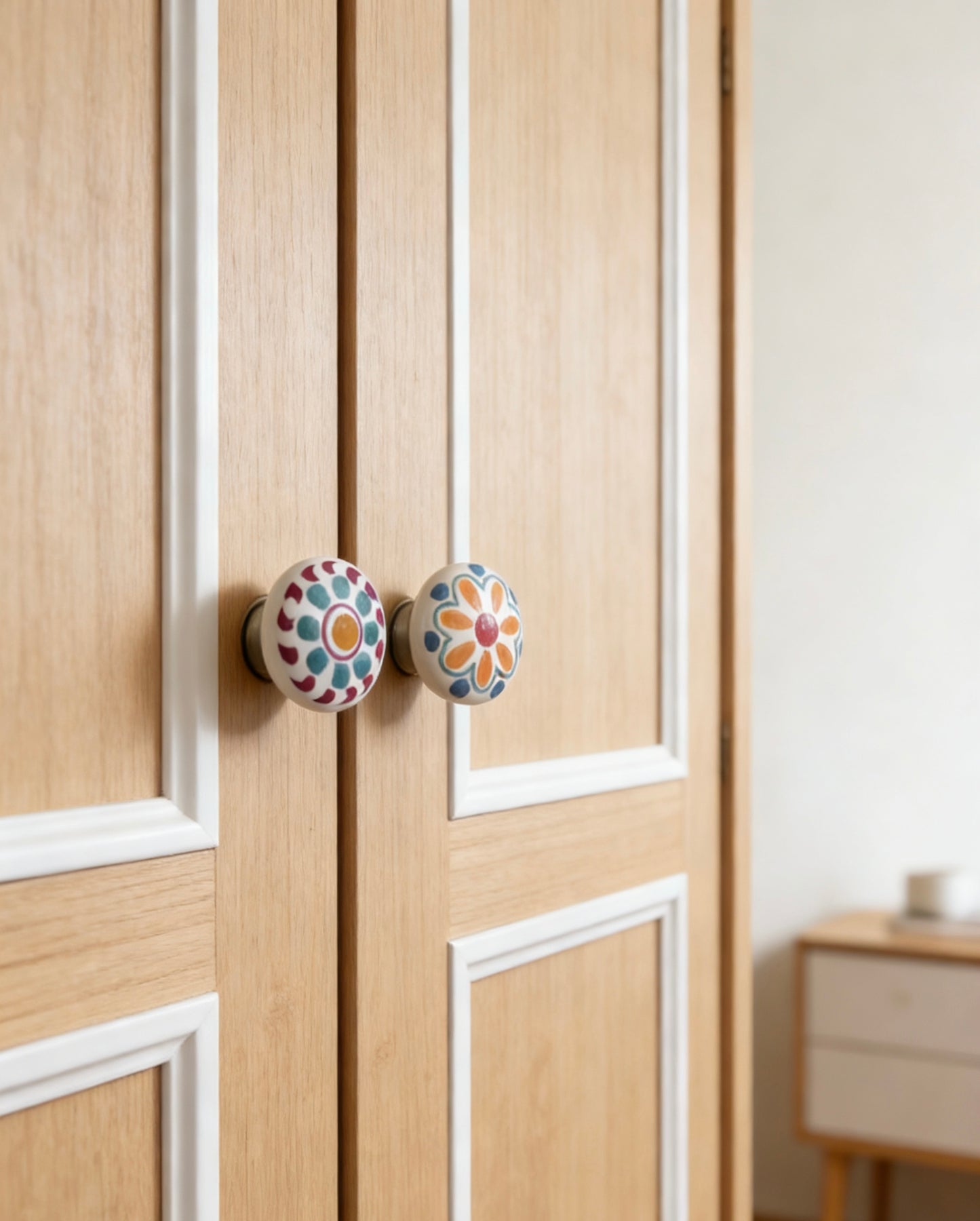 Colorful Ceramic Drawer Knobs - Flower & Bird Porcelain Cabinet Pulls - LynnsHardware