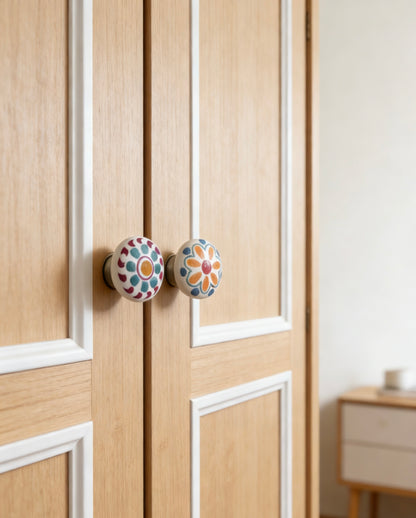 Colorful Ceramic Drawer Knobs - Flower & Bird Porcelain Cabinet Pulls - LynnsHardware