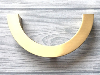 Half Circle Cabinet Handles, MCM Drawer Pulls 3.75" 5" Centers, Gold Nickel Black Bronze