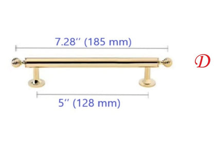 Beehive Brass Cabinet Pulls and Knobs, Polished Gold and Chrome, Luxurious