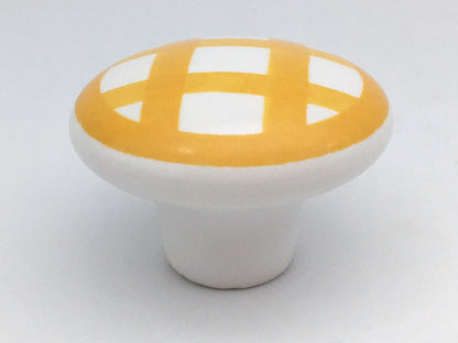Ceramic Cabinet Knobs, Kitchen Drawer Pulls Hardware, Floral Gingham Checkered