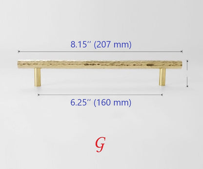 Hammered Gold Pulls Brass Cabinet Pulls T Bar Door Knob 96 128 160 192 mm