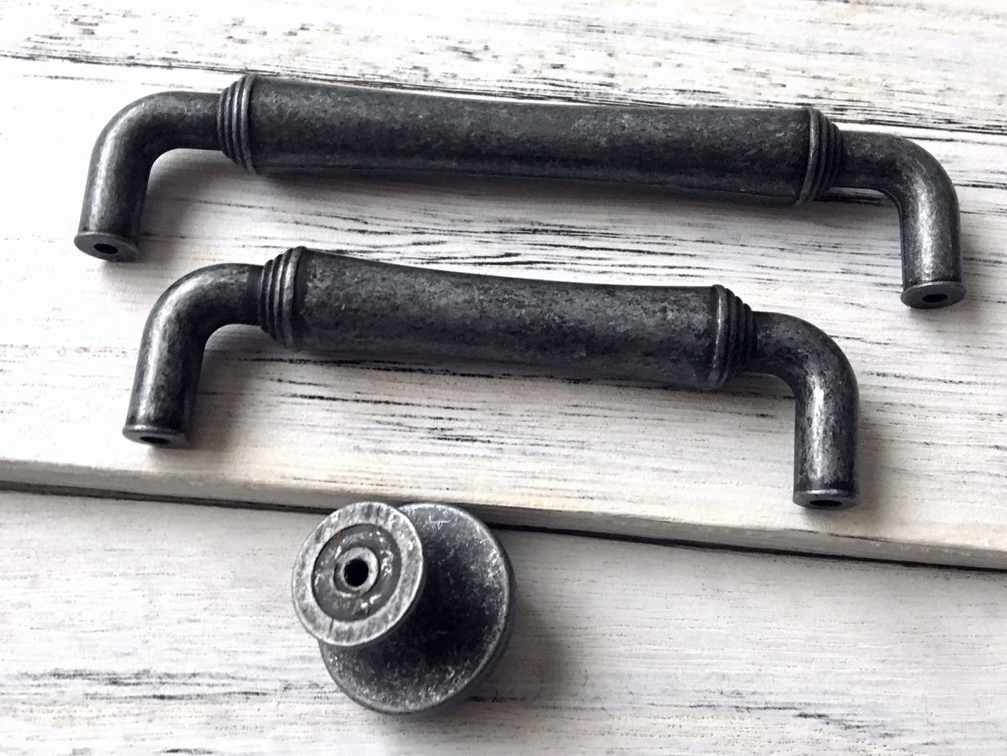 Antique Pewter Cabinet Drawer Pulls and knobs  - 3.75" 5" centres