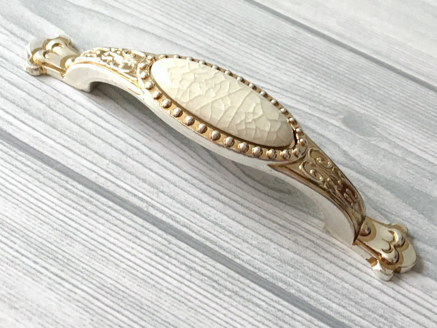 Crackle Ceramic & Antique Silver Wardrobe Pull & Knob - 64 96 128 mm