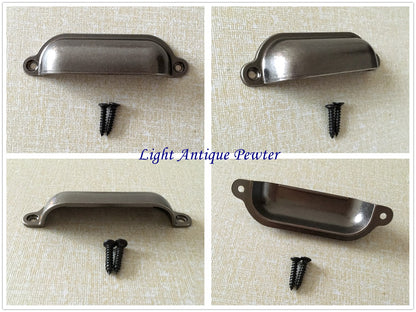 Cabinet Cup Pull Handle, 3.5" Center to Center, Front Screws, Multi Finishes