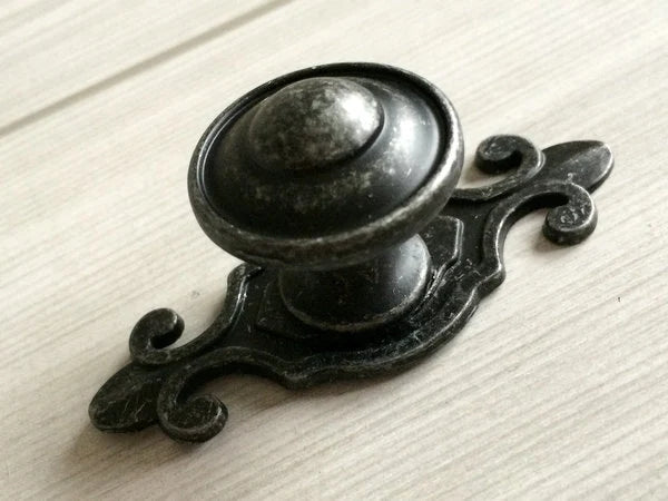 Classic Cabinet Knobs with Backplate, Nickel Bronze Silver Black Pewter