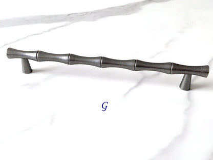 Antique Pewter Bamboo Cabinet Pulls and Drawer Knobs