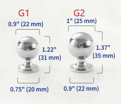Ball Cabinet Knob, Solid Brass, Polished Chrome Drawer Pull, Kitchen Hardware