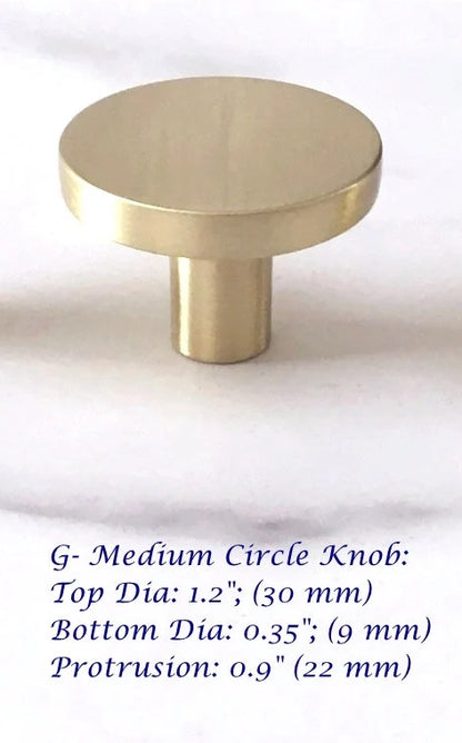 Brushed Gold Dresser Drawer Knob, Kitchen Cabinet Pull, Half Circle, Quarter Moon, Conical